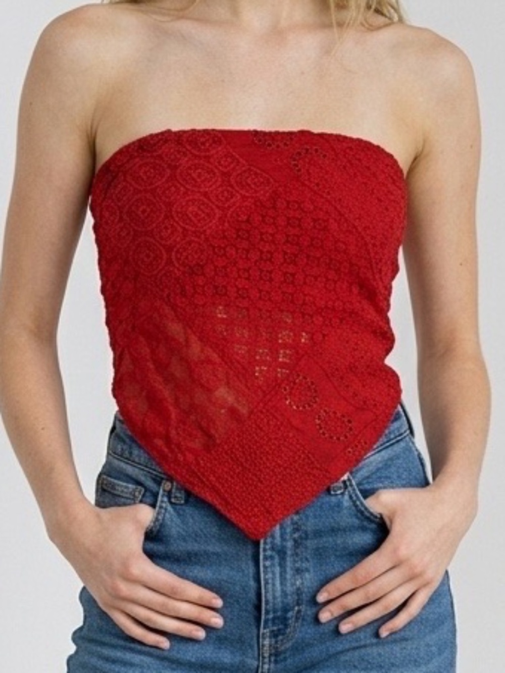 Red Strapless Top